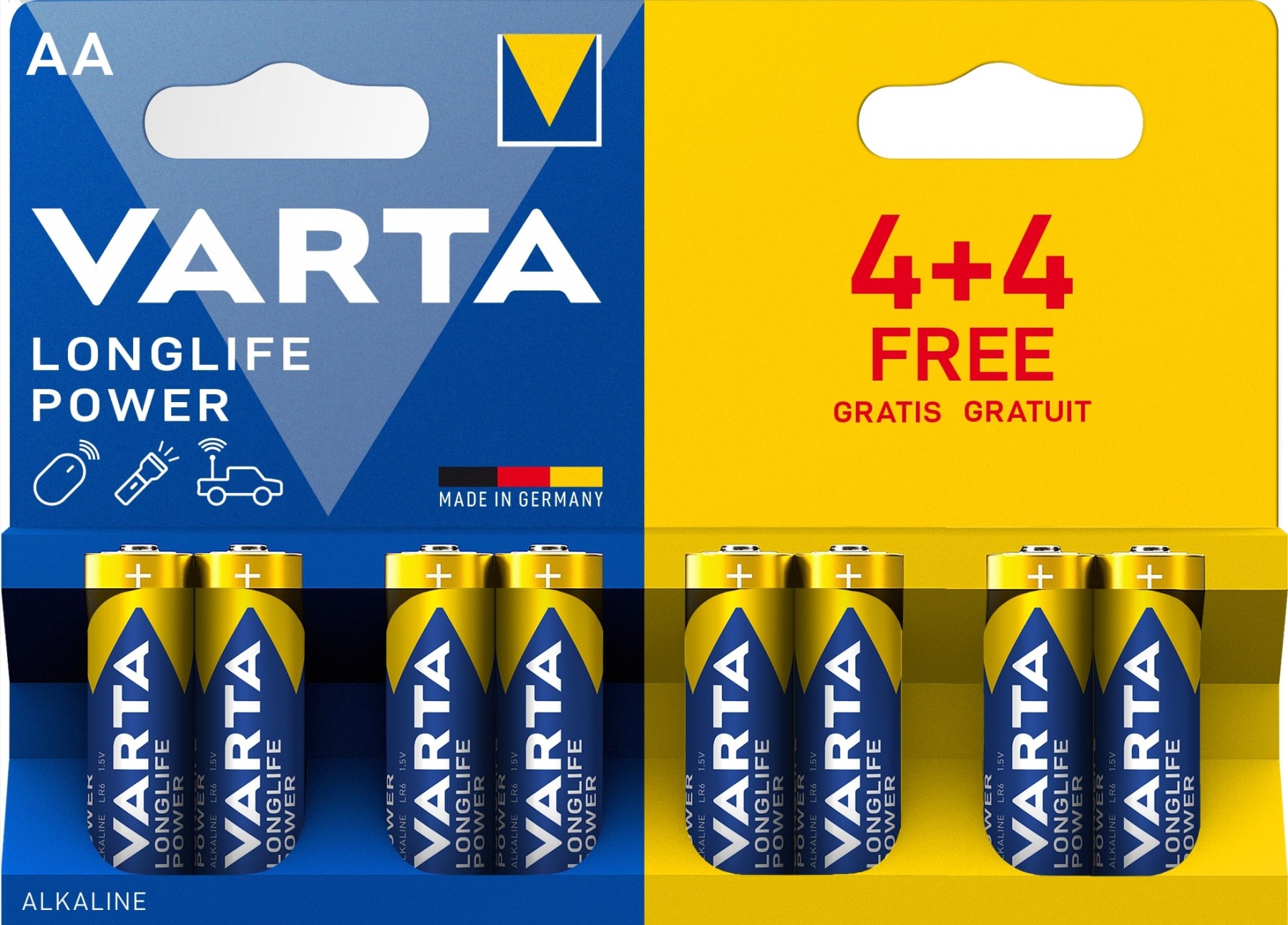 VARTA Longlife Power AA Batteries Pack of 8